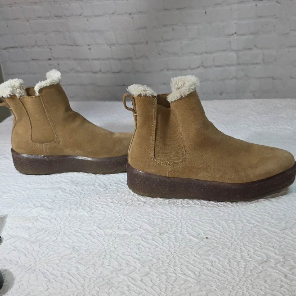 Madewell The Toasty Chelsea Boot Suede Shearling‎ Tan Size 8